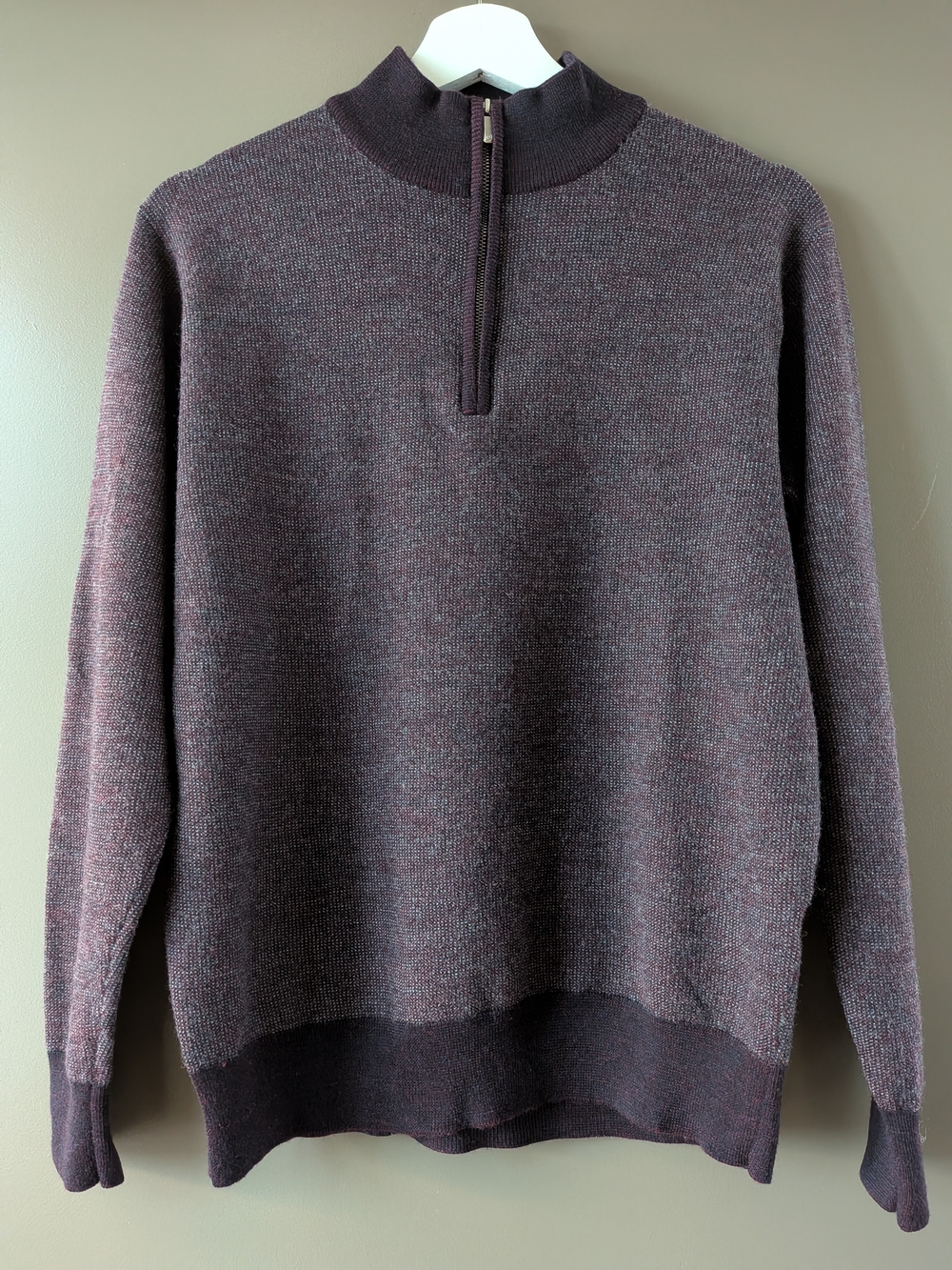 Peter Millar Breaker Birdseye 100% Merino Wool 1/4 Zip Sweater Fits Size Small - Picture 2 of 7